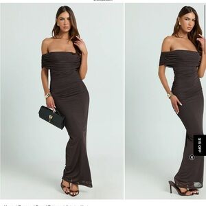 Showpo Off-Shoulder Maxi Dress - Brown